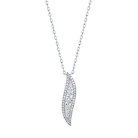 Leaf-Shaped Diamond Pendant Necklace in White Gold