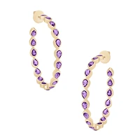 Amethyst Pear Shape Hoop Earrings