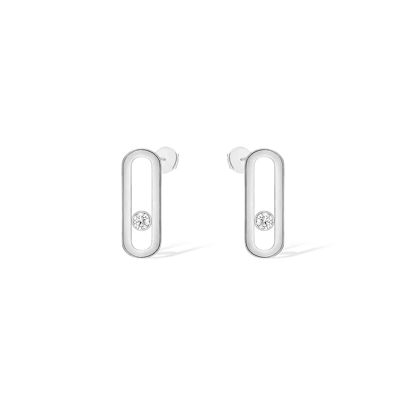 Move Uno Medium White Gold and Diamond Earrings