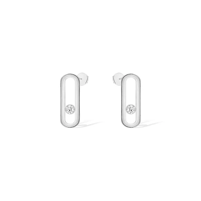 Move Uno Medium White Gold and Diamond Earrings