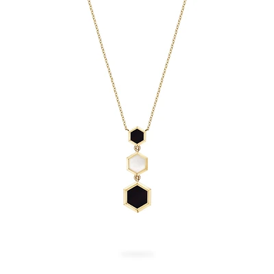 Mother-of-Pearl and Onyx Pendant Necklace