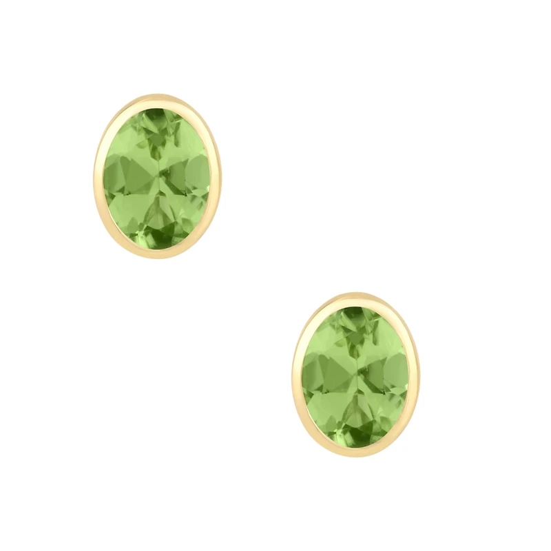Peridot Oval Bezel Set Studs
