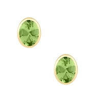 Peridot Oval Bezel Set Studs