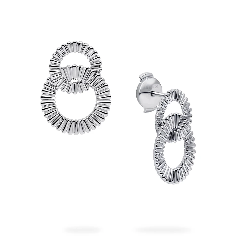 Silver Double Pleated Earrings