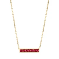 Pink Tourmaline Bar Neckalce in Yellow Gold
