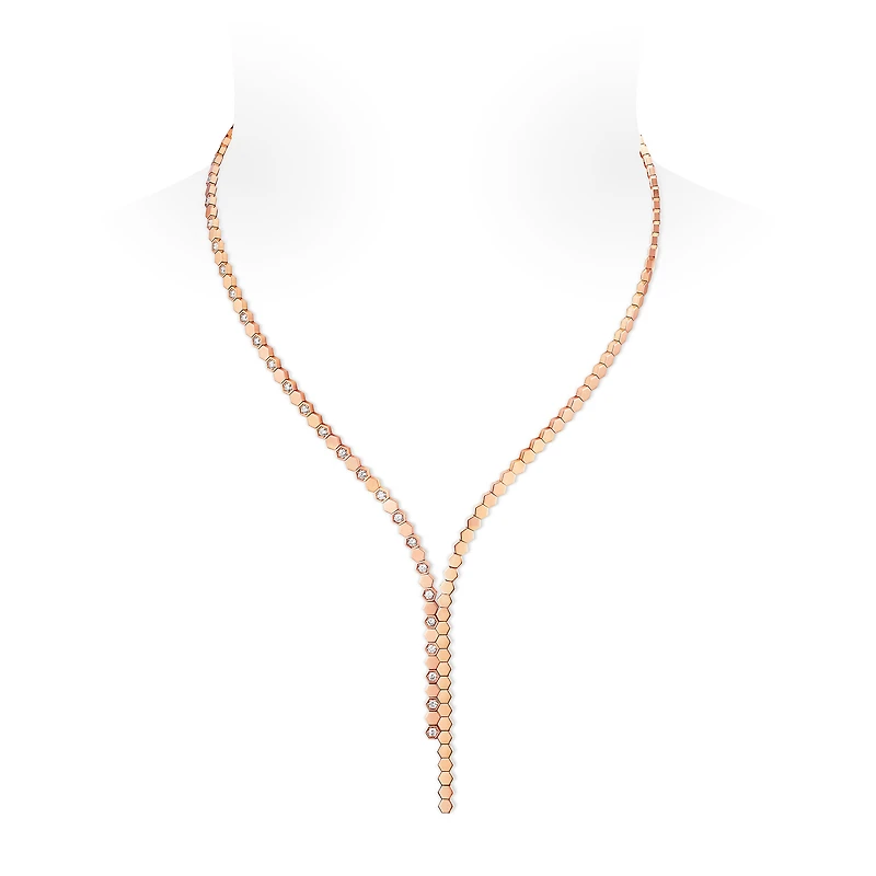 Bee de Chaumet Rose Gold Diamond Asymetrical Necklace