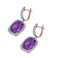 Amethyst Earrings in Rose Gold