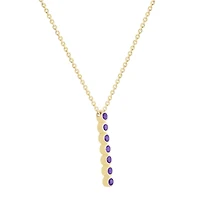 Oval Amethyst Vertical Bar Pendant in Yellow Gold