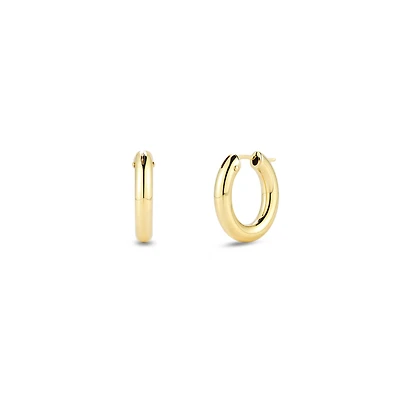 Basic Yellow Gold  Oval Hoop Earrings