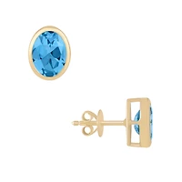 Topaz Oval Bezel Set Studs