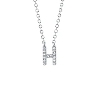 Initials White Gold and Diamond Pavé Letter H Necklace