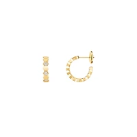 Bee de Chaumet Small Yellow Gold and Diamond Hoop Earrings