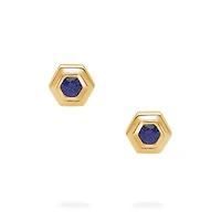Yellow Gold Birthstone Earrings, Sapphire