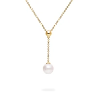Yellow Gold Bead and Freshwater Pearl Drop Pendant