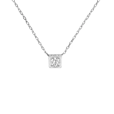 Le Cube Diamant Medium White Gold and Diamond Necklace
