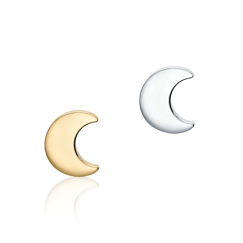 Single Silver Moon Stud Earring for Kids