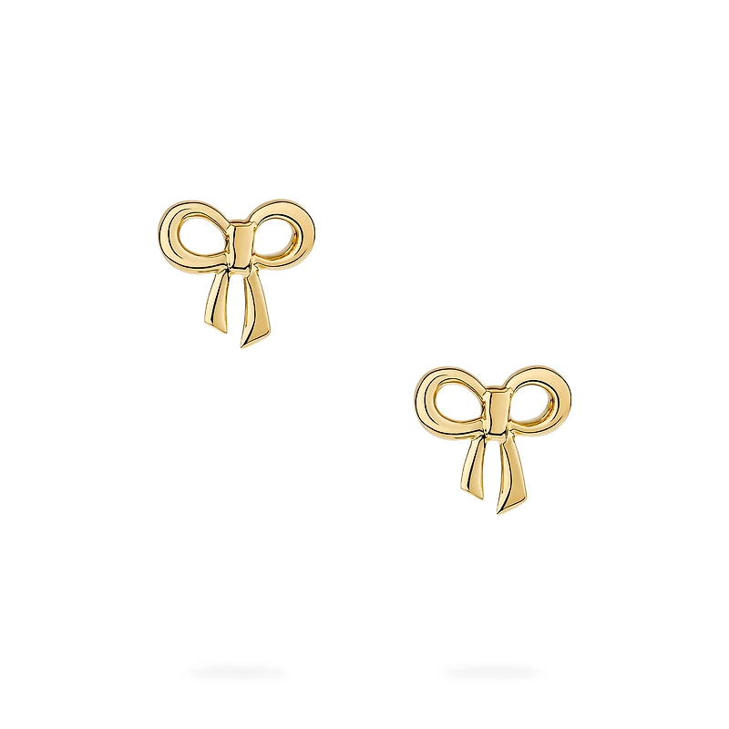 Yellow Gold Bow Stud Earrings for Kids