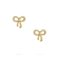 Yellow Gold Bow Stud Earrings for Kids
