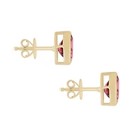 Pink Tourmaline Bezel Set Studs