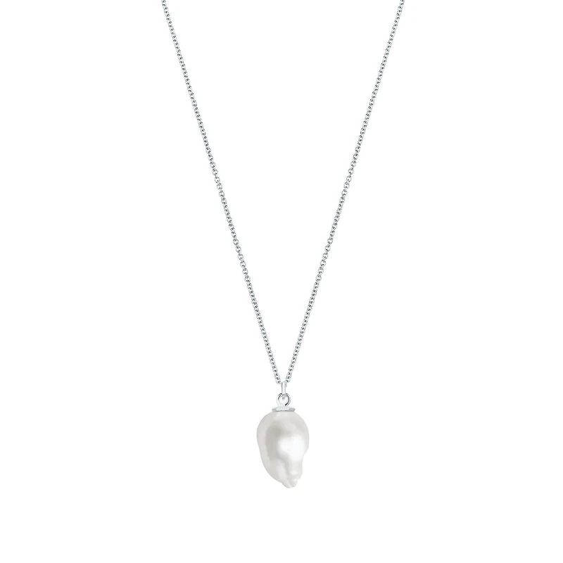 Large Freshwater Baroque Pearl And Silver Pendant