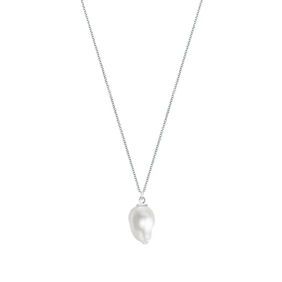Large Freshwater Baroque Pearl And Silver Pendant