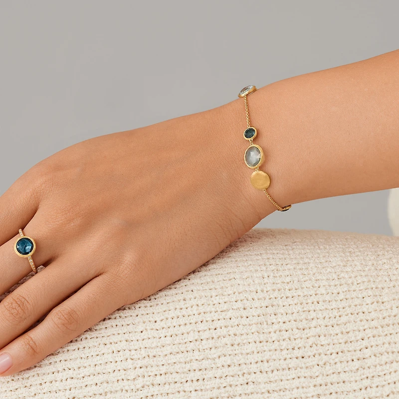 Jaipur Colour Yellow Gold and Blue Topaz Bracelet