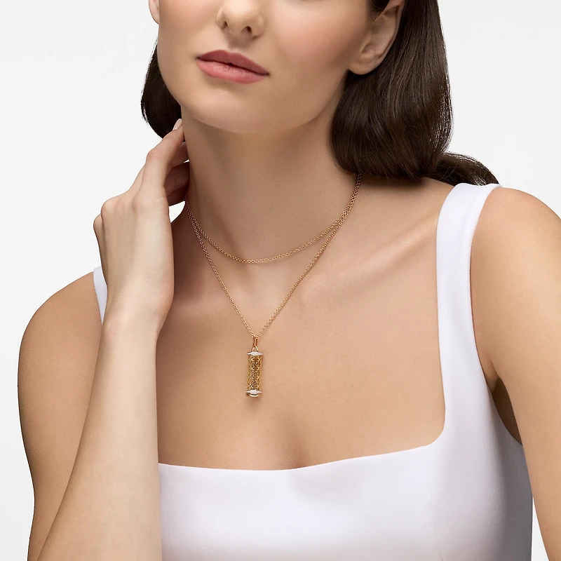 Diamond Message Pendant Necklace, Tri-Gold