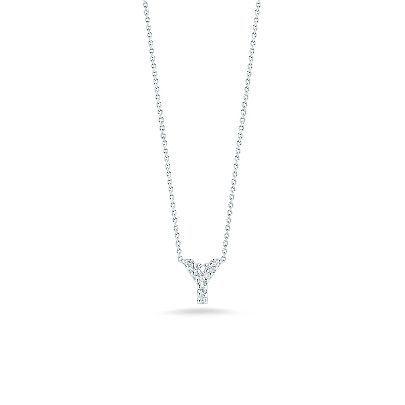 Tiny Treasures Love Letter Y White Gold and Diamond Pendant