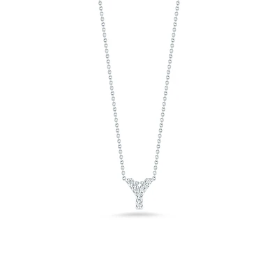 Tiny Treasures Love Letter Y White Gold and Diamond Pendant