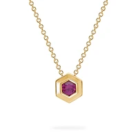 Yellow Gold Birthstone Pendant, Pink Tourmaline