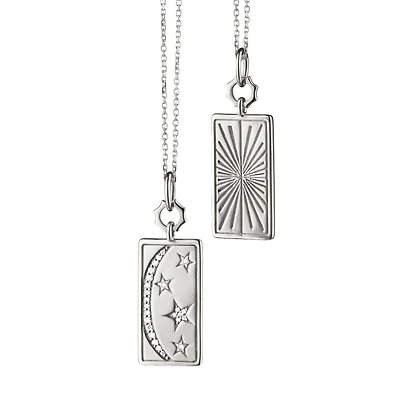 Sun, Moon & Stars Silver and White Sapphires Pendant