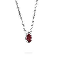 White Gold Ruby and Diamond Pendant Necklace