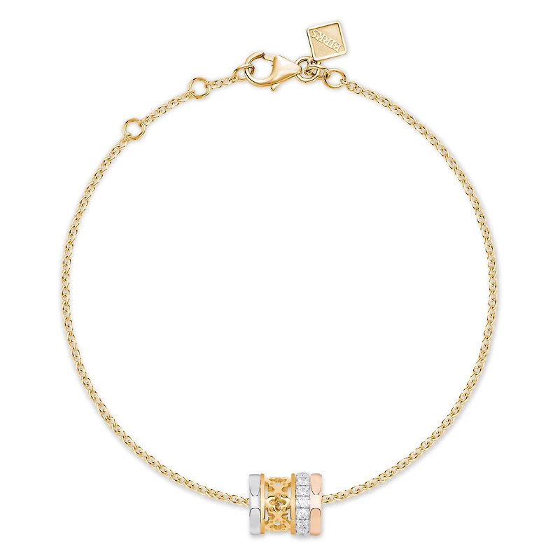 Small Diamond Bracelet, Tri-Gold