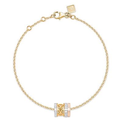Small Diamond Bracelet, Tri-Gold