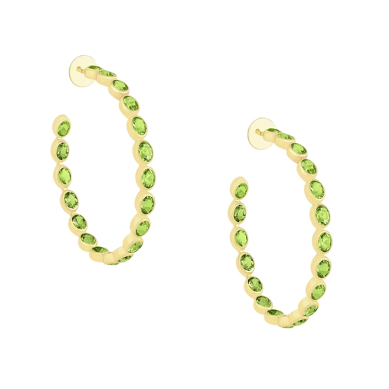 Peridot Bezel Set Hoop Earrings