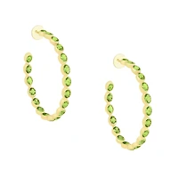 Peridot Bezel Set Hoop Earrings