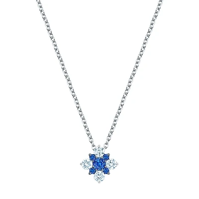 Sapphire and Diamond Square Cluster Pendant