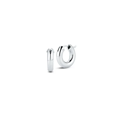 Basic White Gold 15MM Round Hoop Earrings