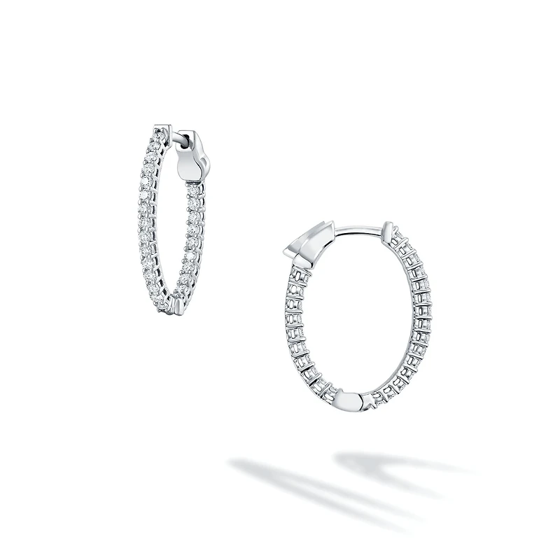 Diamond and White Gold Hoop Earrings