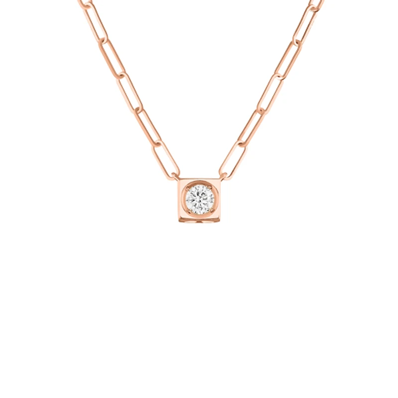 Le Cube Diamant Large Rose Gold and Diamond Necklace