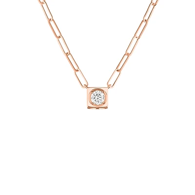 Le Cube Diamant Large Rose Gold and Diamond Necklace