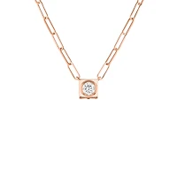 Le Cube Diamant Large Rose Gold and Diamond Necklace