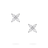 Floral Diamond Stud Earrings in White Gold