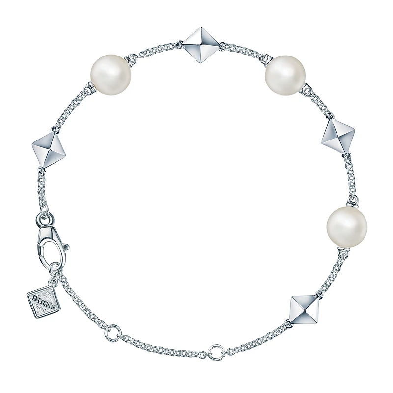 Freshwater Pearl and Stud Silver Bracelet