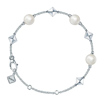 Freshwater Pearl and Stud Silver Bracelet