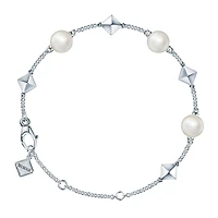 Freshwater Pearl and Stud Silver Bracelet