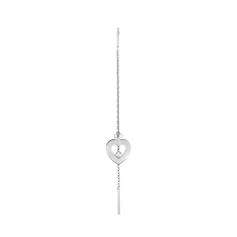 Pretty Woman Extra Small White Gold and Diamond Heart Single Drop Earring