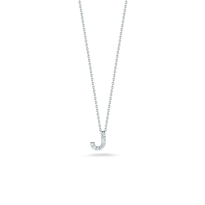 Tiny Treasures Love Letter J White Gold and Diamond Pendant