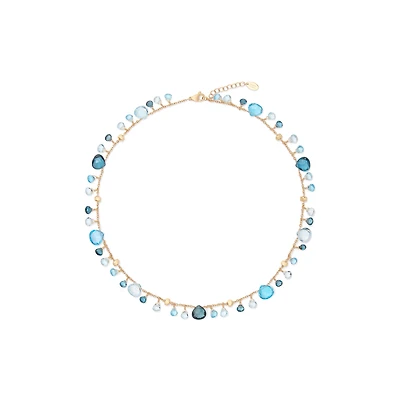 Paradise Yellow Gold and Blue Topaz Necklace