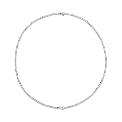 Diamond Line Necklace in White Gold